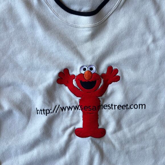 VINTAGE SESAME STREET SWEATSHIRT CREWNECK EMBROIDERED 90S MENS LARGE BEIGE - Picture 5 of 6